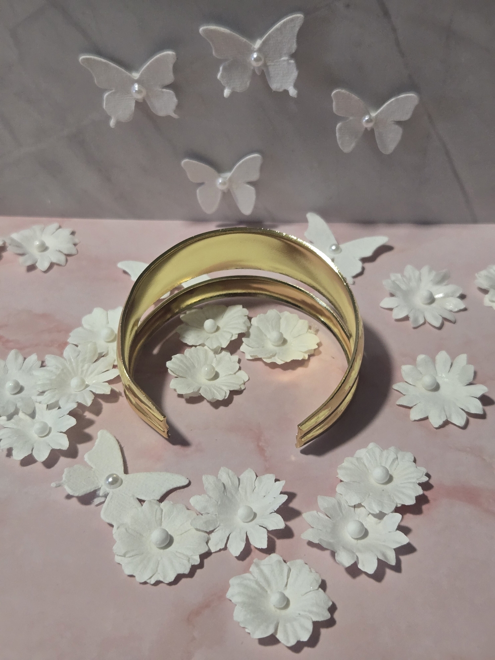 Stainless Steel Gold Double-Band Open Cuff Bracelet